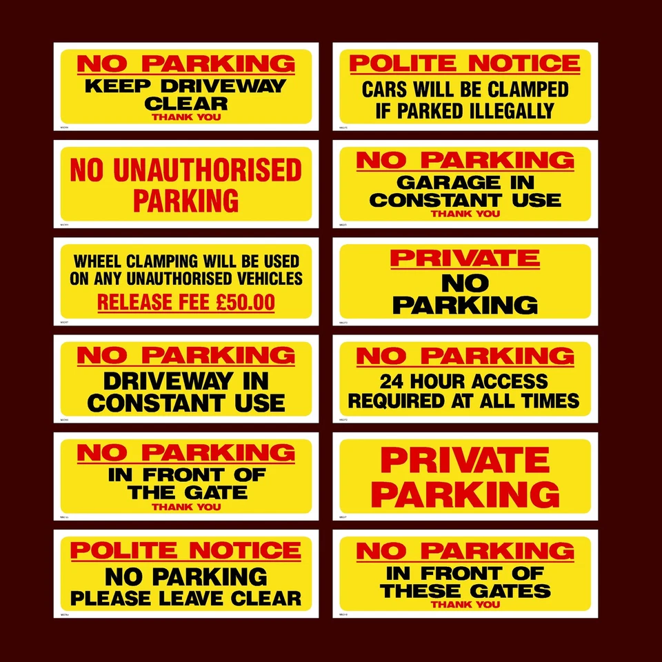 HEALTH&SAFETYDIRECT No Parking / Gates / Driveway / Clamping Plastic Sign, Sticker - All Sizes