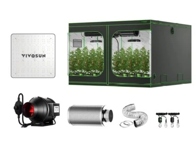 VIVOSUN 8x8ft Grow Tent Kit 96"x96"x80" w/ 6" Inline Fan & VS1000 LED Grow Light - Image 1 of 4