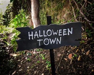 Halloween Town Garden, Hand Crafted, Solid Wood and Paint, Welcome Sign - Image 1 of 4