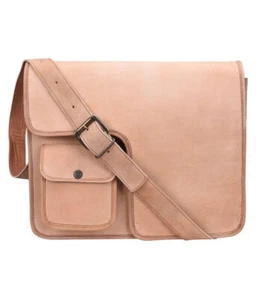 15" Bag Great Quality Leather Shoulder Men's Messenger Genuine Laptop Satchel - Picture 1 of 4