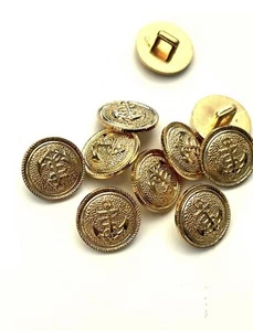 10 X Gold Shank  buttons 15mm Anchor Jacket Blazer Shirt Dress Buttons. Ref1 - Picture 1 of 7