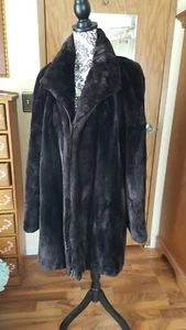  SHEARED FUR BEAVER  BLACK ZIPPER JACKET EUC  SIZE XL MEN'S - Picture 1 of 4
