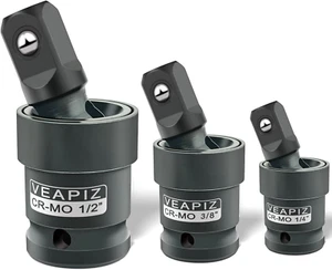 3Pcs Impact Universal Joint Socket Swivel Set， 1/4", 3/8", 1/2" Drive Socket Ext - Picture 1 of 12