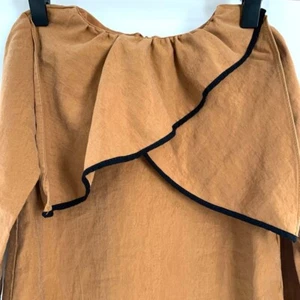 Girls Kids Zara Dress Brown Layered Collar Black Trim Lagonlook Childrens Size 5 - Picture 1 of 5