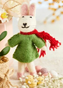 Coniglietto da appendere in feltro di lana Fairtrade regalo Pasqua - Foto 1 di 2