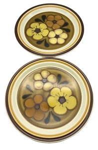 Pair of Vintage Chadd's Ford Aloha 10.5" Dinner Plates MCM Brown Yellow Orange - Picture 1 of 8