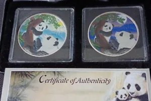Silbermünzen Panda Night & Day Satz 2021 - China - 2 x 30 g ST in Farbe und Case - Bild 1 von 7