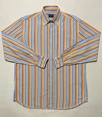 Paul & Shark BTN-Down Long Sleeve Stripe Men Dress Shirt 100%Cotton Size L Italy - Image 1 of 4