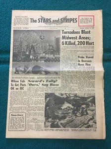 1967 Guerra de Vietnam: Periódico de estrellas y rayas @ Tornados del medio oeste, 6 muertos 200 heridos - Imagen 1 de 4