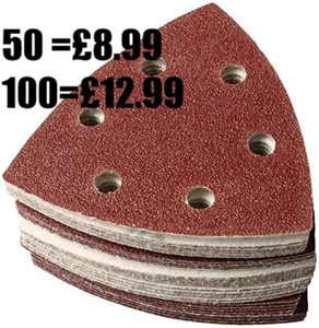 90mm sanding pads 40 60 80 120 240 grit sheets triangle detail sander sandpaper - Picture 1 of 4