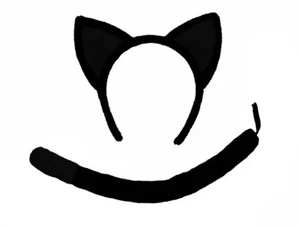 Black Cat (Ears & Tail) Set Fancy Dress Costume Kids Adults Book Day Animal - Picture 1 of 1