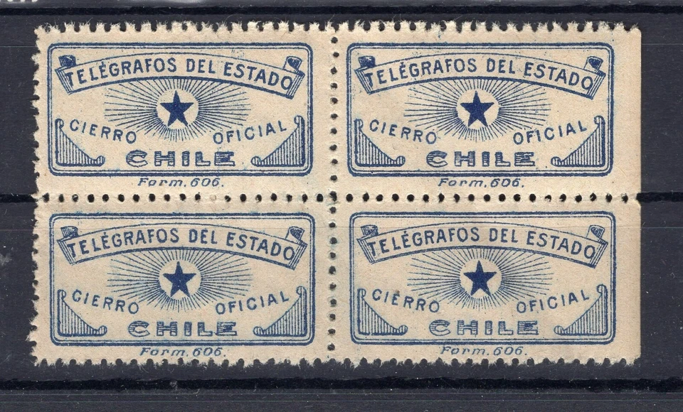 CHILE ca1940 Telegraph seal block of 4 MNH L2 - Image 1 of 1