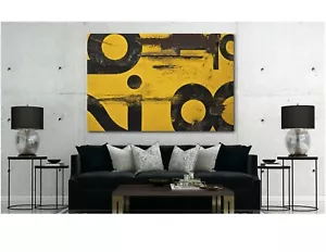 Amarillo - Números - Abstracto - Envejecido - Estampado de arte de pared de lona - Varios tamaños - Imagen 1 de 5