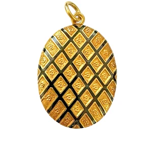 Antique Large 15c Yellow Gold Black Enamel Pendant Oval Locket 26.2 grams - Picture 1 of 18