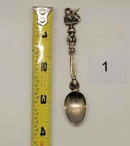 Italian Silver Collectible Tea Spoon, Venice - St. Marks Lion & Putti - 4"- #1 - Picture 1 of 4