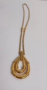 Beautiful Vintage Trifari Door Knocker Pendant Necklace Signed 24" w/Trifari Key - Picture 1 of 10
