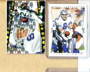 Troy Aikman-2 Card Lot-1997 Score+1996 Topps Joe Namath Review-Cowboys-NMMT - Picture 1 of 2