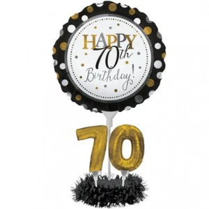 Happy 70th Birthday Balloon Centerpiece Kit 18" Top 6" Base 70th Decoration - Picture 1 of 1