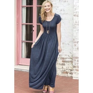Matilda Jane Deep Water Maxi Dress XXL Knit Blue Short Sleeve pockets New! - Picture 1 of 18