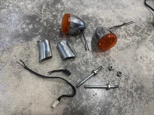 2004+ OEM Harley Sportster Chrome Rear Bullet Turn Signals Posts & Wiring - Picture 1 of 8