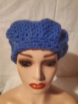 Ручной работы вязаный синий сутулиться Beanie шляпа KnitWinter крышка унисекс - Изображение 1 из 4