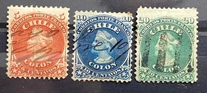 Chile 1867 Kolumbus 3 Werte gebraucht D54 - Bild 1 von 1