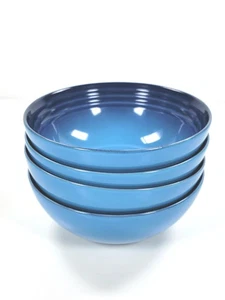 Le Creuset Stoneware Vancouver Cereal Bowls 6" / 22oz ~ AZURE Blue ~ Set of 4 - Picture 1 of 8