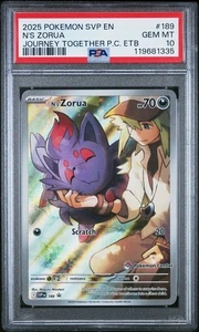2025 N'S ZORUA #189 SVP JOURNEY TOGETHER PC ETB STAMP PSA 10 GEM MINT - Bild 1 von 2