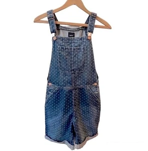 Gap Kids Overalls Girls XXL 16 18 Short Denim Coverall Blue White Polka dot NWOT - Picture 1 of 8