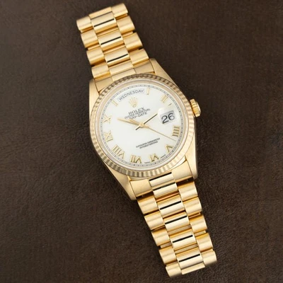 Rolex Day-Date 36 18238, Yellow Gold, White Roman Dial, President Bracelet - Image 1 of 4