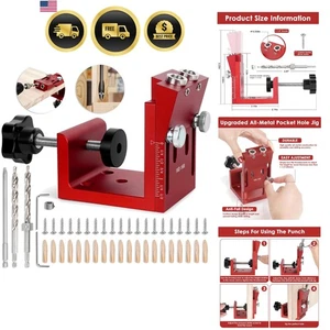 Kit de plantilla de orificio de bolsillo herramientas de carpintería ajustable aluminio portátil guía de taladro - Imagen 1 de 8