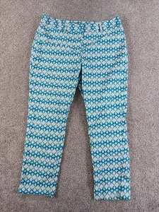 Rafaella Studio Größe 8 Damenhose blau geometrisches Muster flache Vorderseite Baumwollmischung - Bild 1 von 11