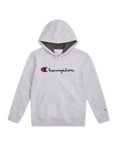Champion Boy's Hoodie Logo Fleece Oxford Pullover Gray Size Xs  4/5 Brand New - Picture 1 of 6