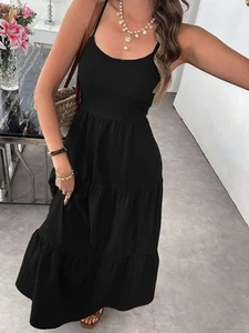 Women's Summer Sleeveless Tie-Bow Dress - Casual Beach Vacation Flowy Maxi Sundr - Picture 1 of 10