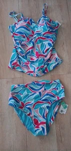 $168 Sunsets Tankini Top Large Bottom 14 Set Making Waves - Picture 1 of 6