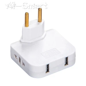 3-in-1 Foldable 180° Rotating Plug Travel Universal EU Adapters 250V10A 2500W - Picture 1 of 16
