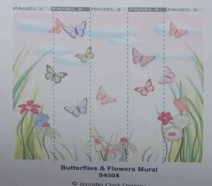 BREWSTER Jennifer Clark Butterflies & Flowers Wall Mural 94504 6'H X 7.5'W New - Picture 1 of 6