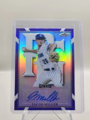 2021 Leaf Perfect Game Purple Chrome Metal 24/25 Jacob Miller Marlins Draft Pick - Image 1 of 4
