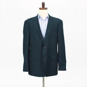 Armani Collezioni 46L Green Sport Coat Blazer Jacket Solid 2B Wool - Picture 1 of 11