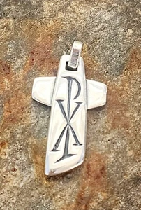 Retired James Avery Double Sided Pax Christogram Fish Cross Pendant - Picture 1 of 5