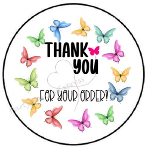 THANK YOU FOR YOUR ORDER BUTTERFLIES ENVELOPE SEALS LABELS STICKERS - Picture 1 of 2