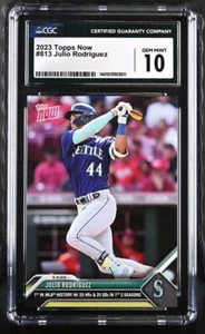 2023 Topps NOW 813 JULIO RODRIGUEZ 1st 25 HRS 25 SBS 1ST 2 YEARS CGC 10 Gem Mint - Picture 1 of 2
