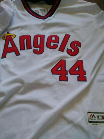 ANGELS #44 REGGIE JACKSON SEWN MAJESTIC FLEX BASE JERSEY WHITE LARGE 44 NWT Cover
