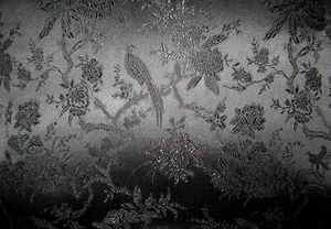Faux Silk Brocade (Black Background) Jacquard Damask Kimono Fabric Material BL24 - Picture 1 of 43