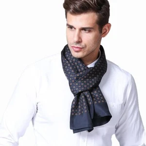 Hombres 100 Bufanda de Seda Doble Capa Prendas para el Cuello Envoltura 12 Mamás Azul Naranja 170x27cm - Imagen 1 de 26