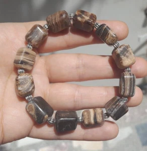 Natural Raw Chocolate Calcite Brown Arogonite Chunk Gemstone Handmade Bracelet - Picture 1 of 15
