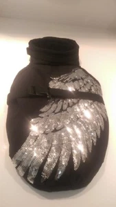 Regenmantel 35 Hundemantel Mantel-Geschirr M Hunde , schwarz silber Engelsflügel - Bild 1 von 4