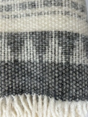Klippan Wool Throw Blanket Freja Gray Ivory NEW Lambs wool 51" x 79" Pristine - Image 1 of 4