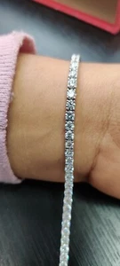Natural F/SI 7.00 Ct Round Diamond Tennis Bracelet In Hallmarked 18k White Gold - Picture 1 of 16