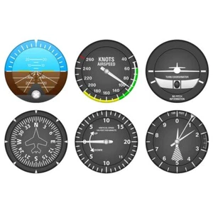 Totalmente Nuevo Paquete de Seis Aviones Instrumentos de Vuelo Primarios Bebida Montaña Montaña Montaña Montaña Nueva 6 - Imagen 1 de 7